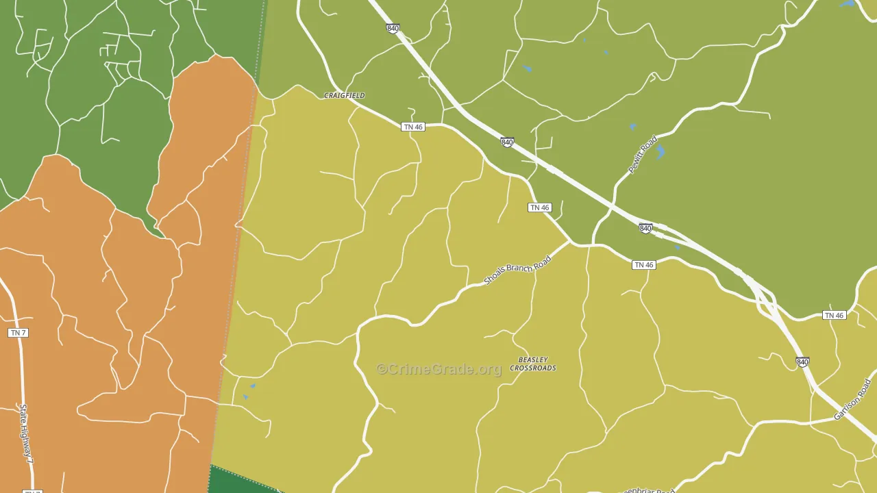 Craigfield, TN Map of Drug-Related Crime Rates
