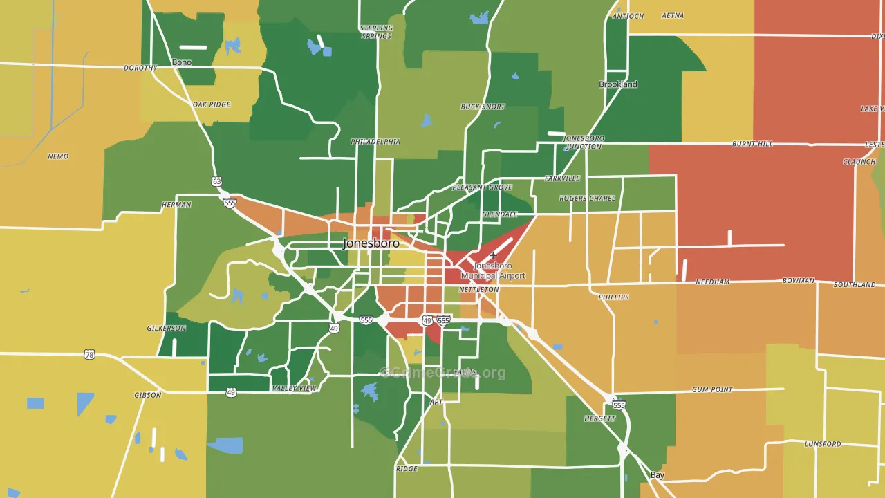 Craighead County, AR Map of Drug-Related Crime Rates
