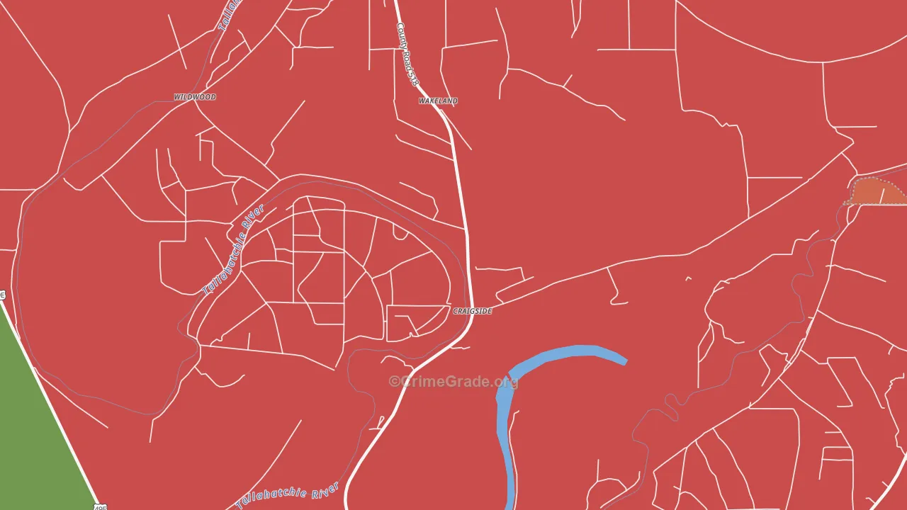 Craigside, MS Map of Drug-Related Crime Rates