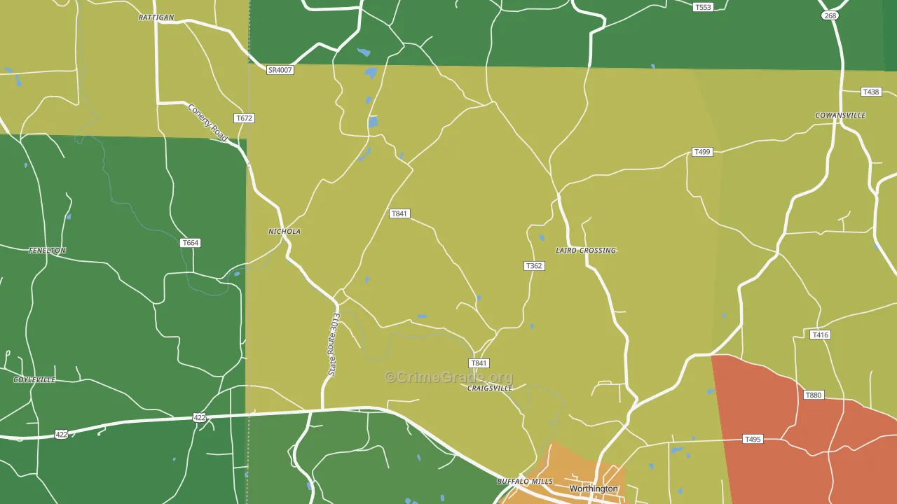 Craigsville, PA Map of Drug-Related Crime Rates