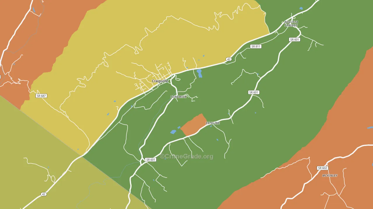 Craigsville, VA Map of Drug-Related Crime Rates
