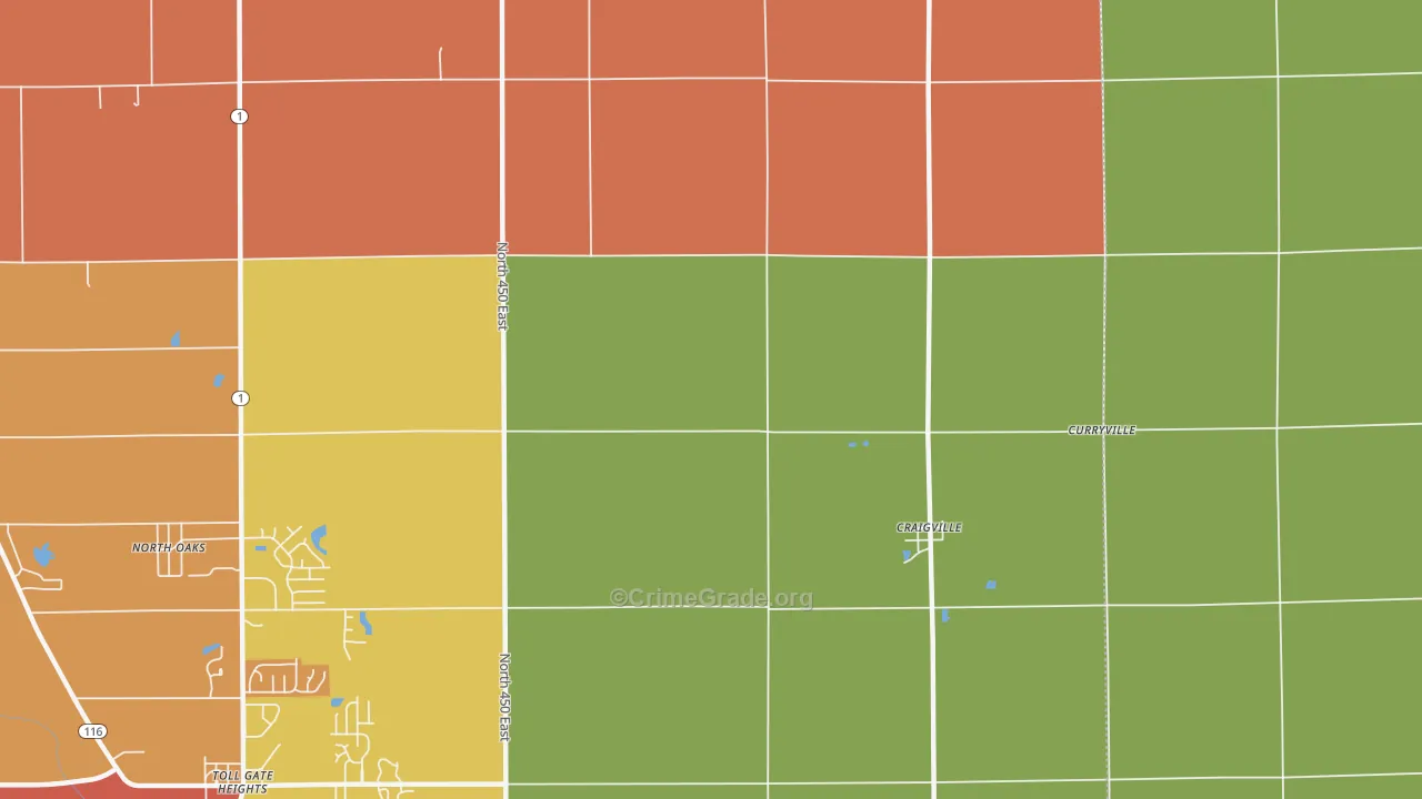 Craigville, IN Map of Drug-Related Crime Rates