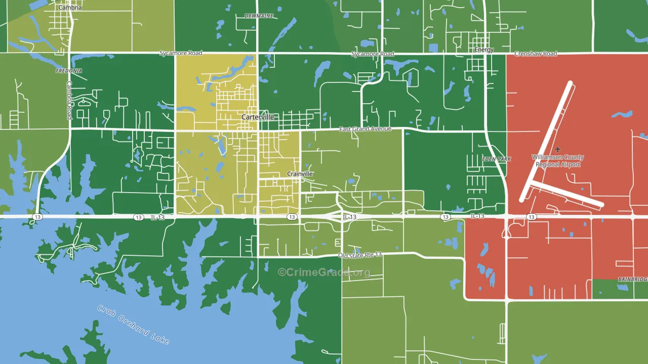 Crainville, IL Map of Drug-Related Crime Rates