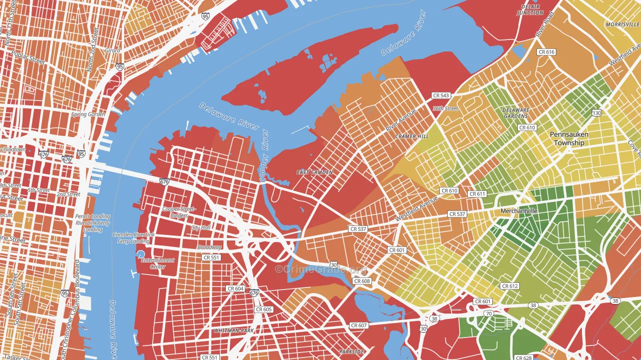 Cramer Hill, Camden, NJ Map of Drug-Related Crime Rates