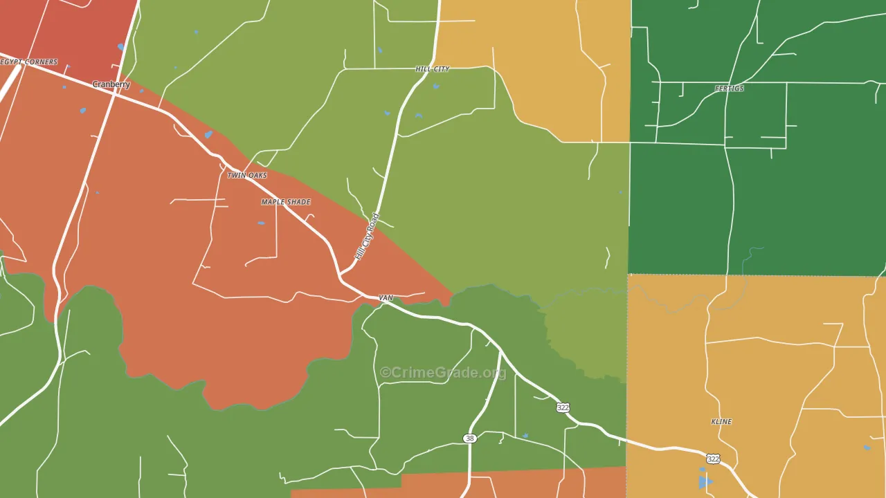 Cranberry, PA Map of Drug-Related Crime Rates