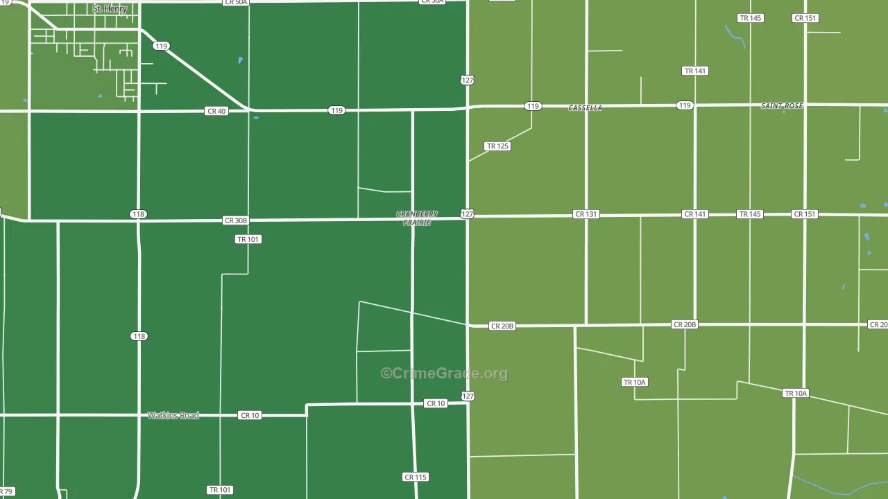Cranberry Prairie, OH Map of Drug-Related Crime Rates