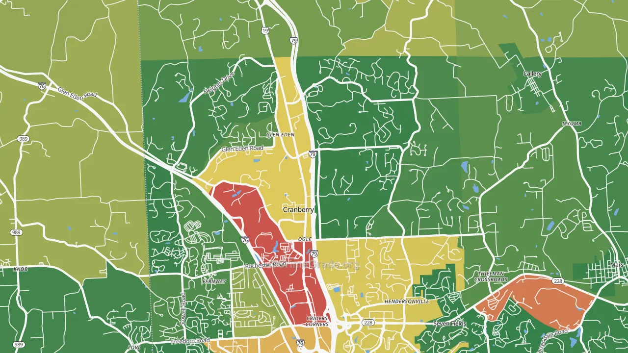Cranberry Twp, PA Map of Drug-Related Crime Rates