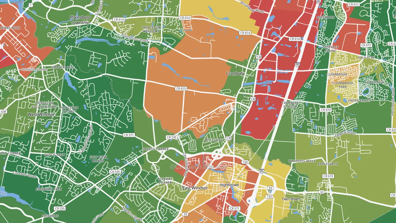 Cranbury, NJ Map of Drug-Related Crime Rates