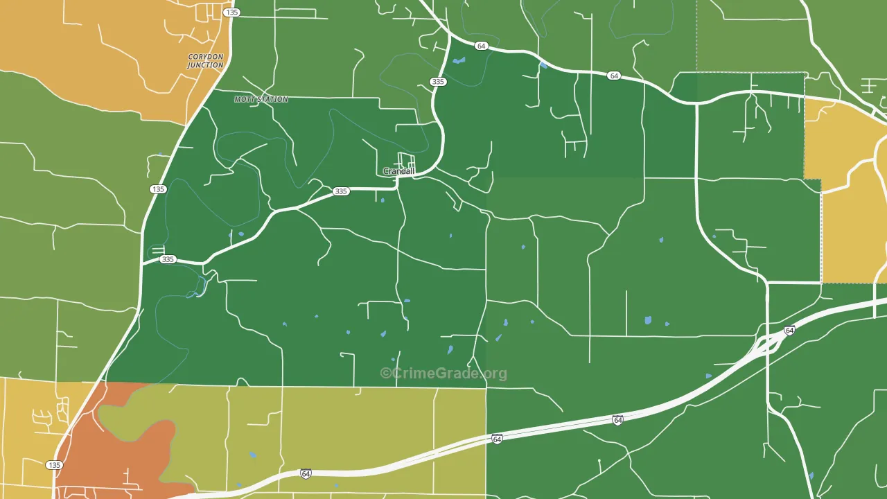 Crandall, IN Map of Drug-Related Crime Rates