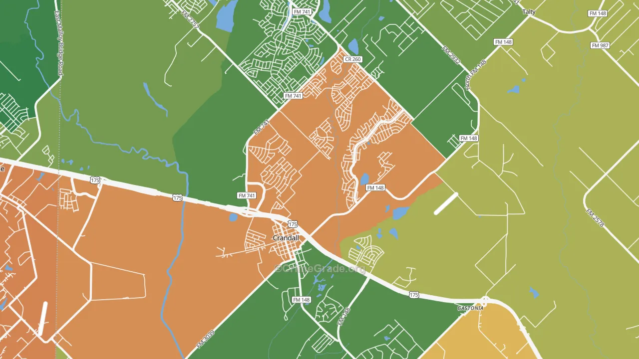 Crandall, TX Map of Drug-Related Crime Rates