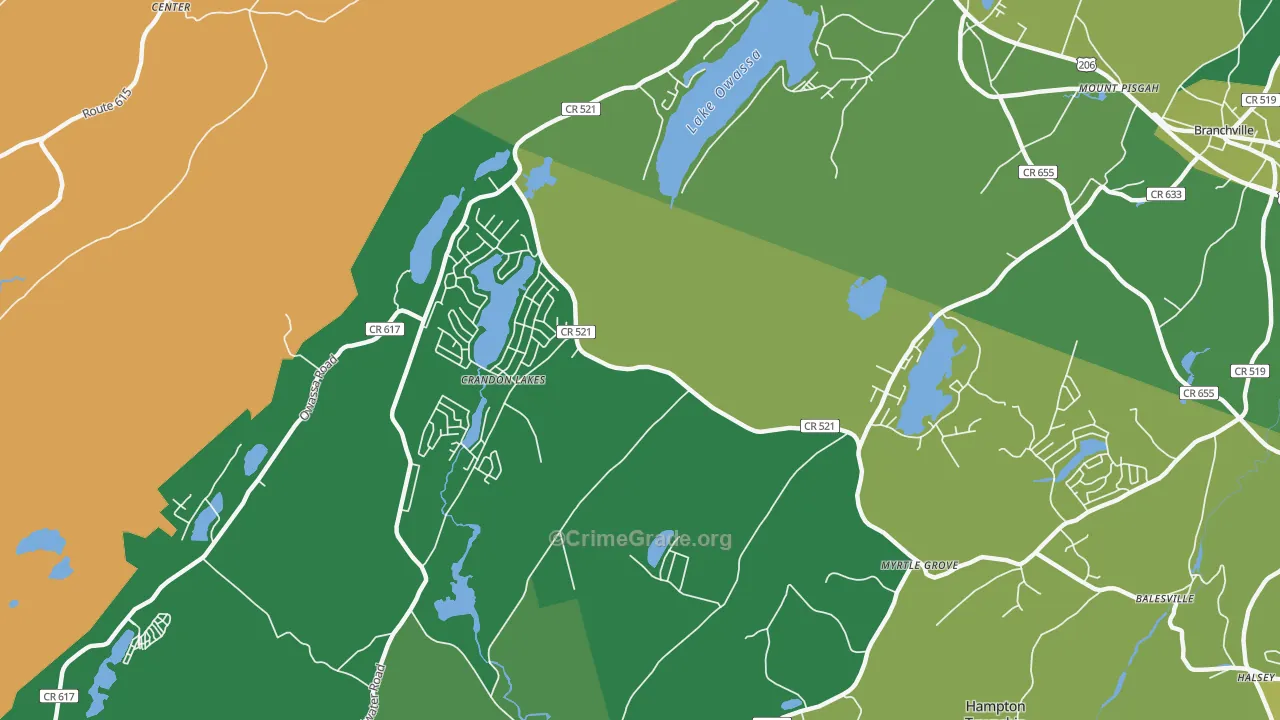 Crandon Lakes, NJ Map of Drug-Related Crime Rates