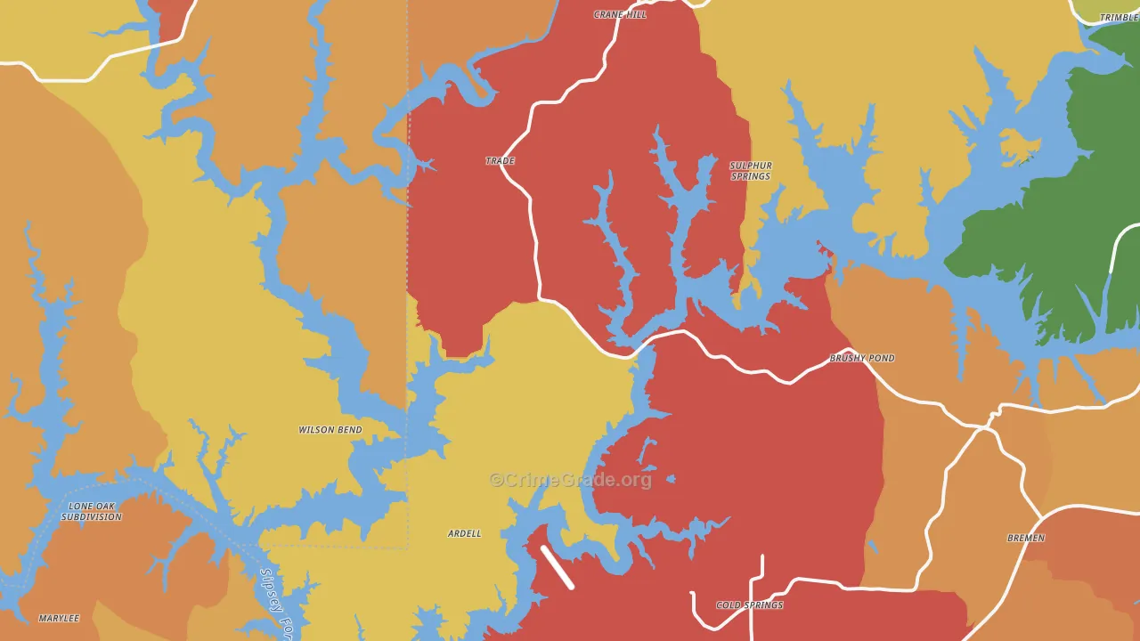Crane Hill, AL Map of Drug-Related Crime Rates