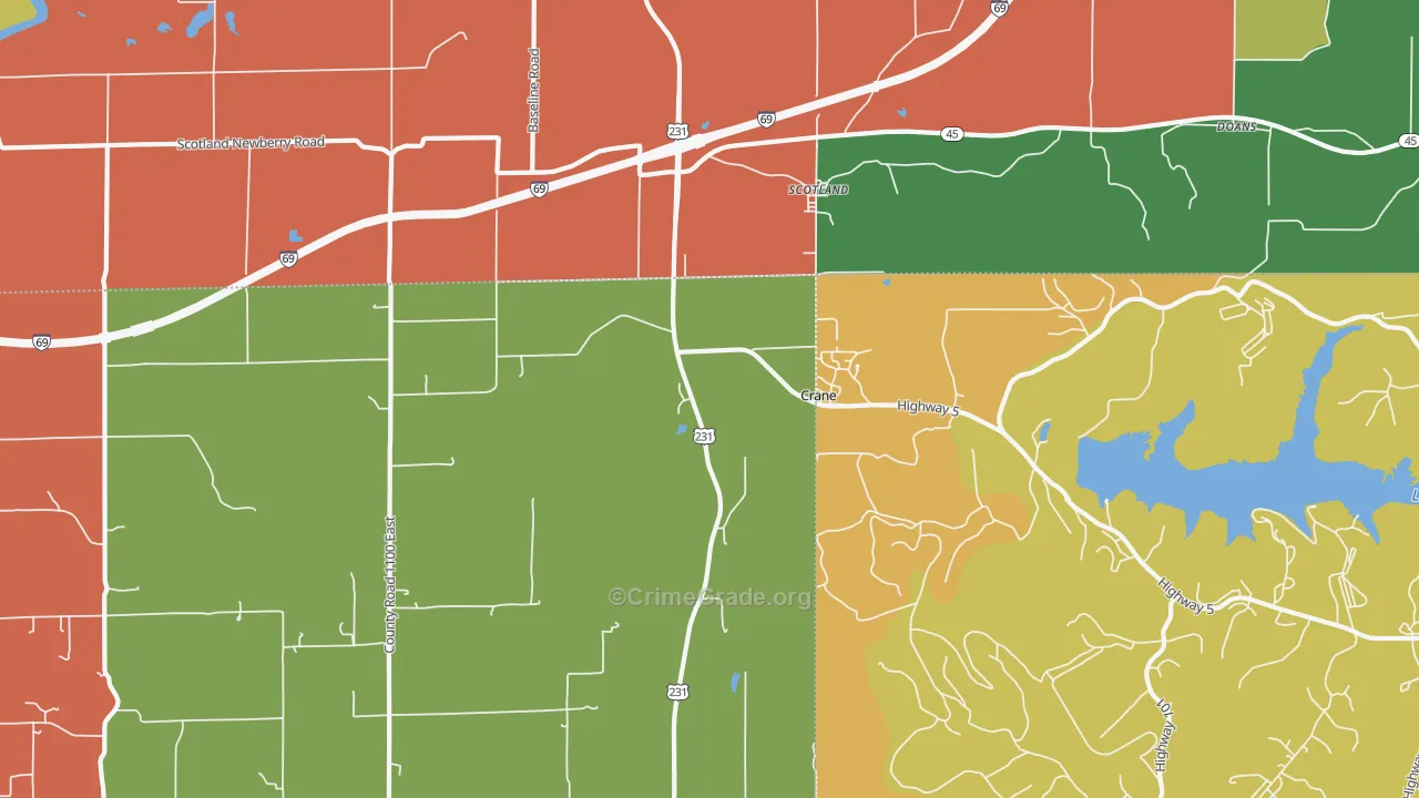 Crane, IN Map of Drug-Related Crime Rates
