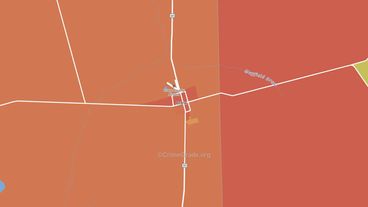 Crane, TX Map of Drug-Related Crime Rates