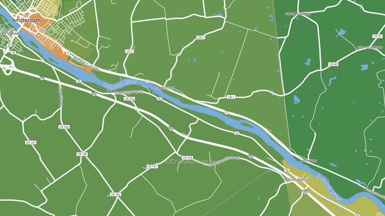 Cranesville, NY Map of Drug-Related Crime Rates