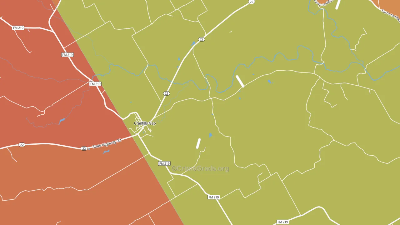 Cranfills Gap, TX Map of Drug-Related Crime Rates