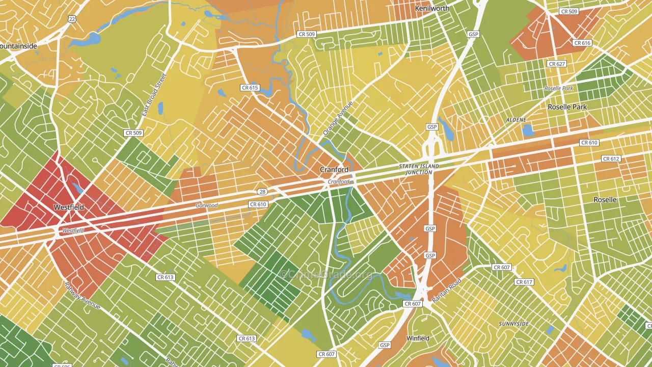 Cranford, NJ Map of Drug-Related Crime Rates