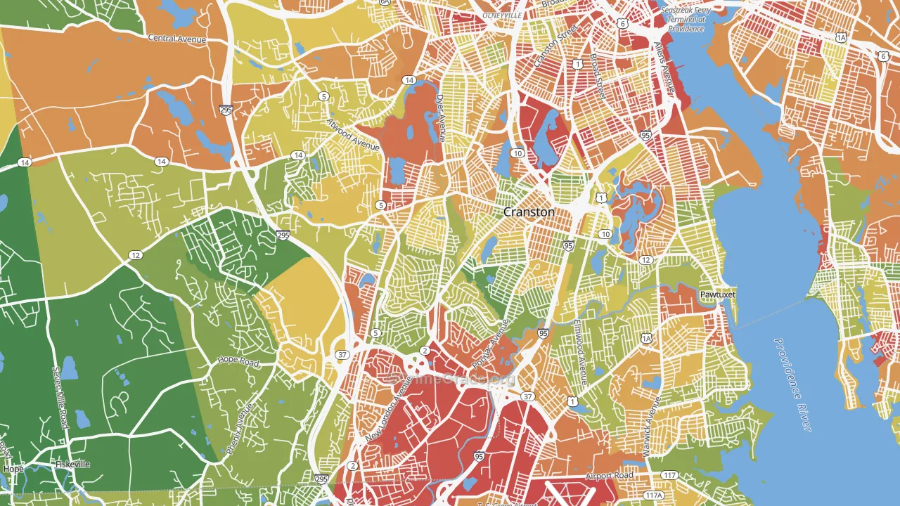 Cranston, RI Map of Drug-Related Crime Rates