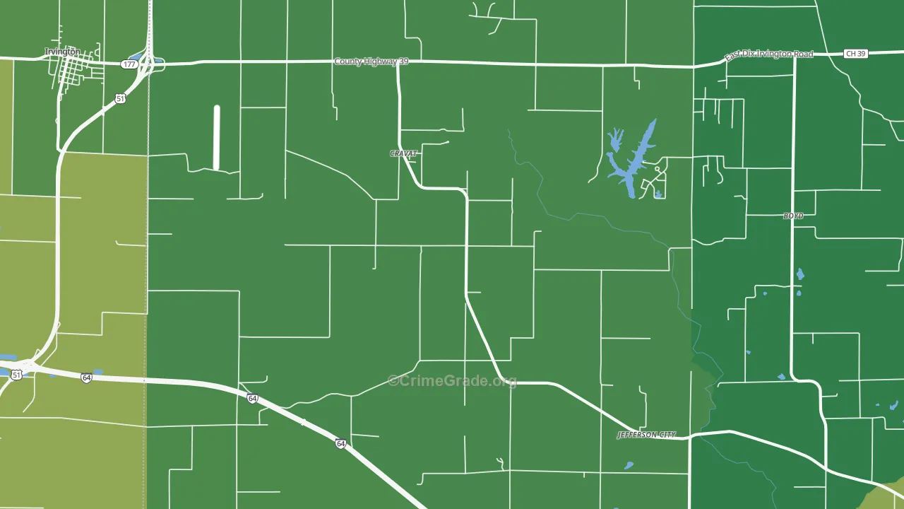 Cravat, IL Map of Drug-Related Crime Rates