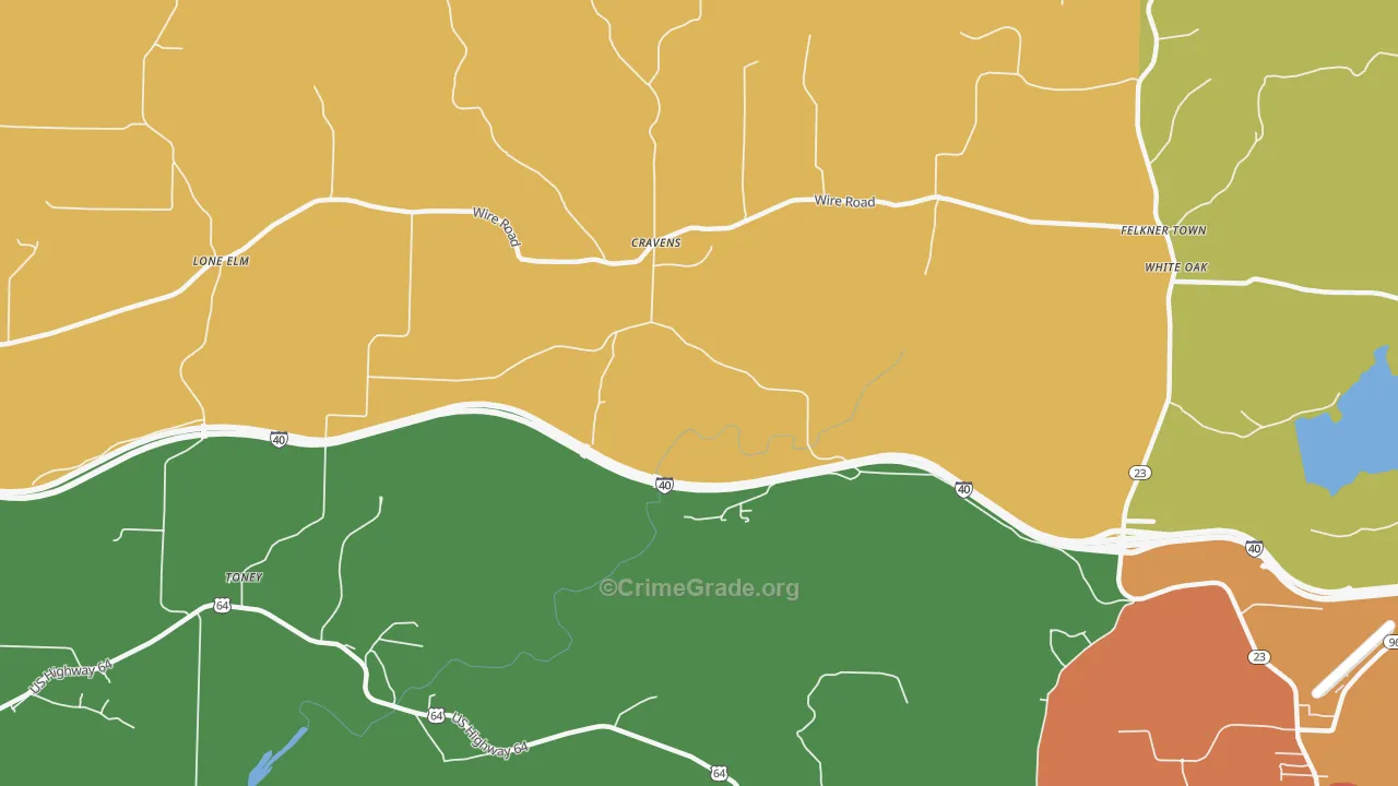 Cravens, AR Map of Drug-Related Crime Rates