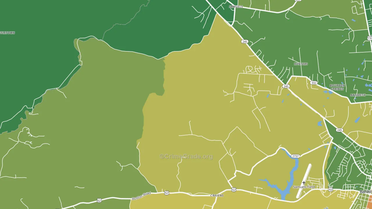 Cravens, KY Map of Drug-Related Crime Rates