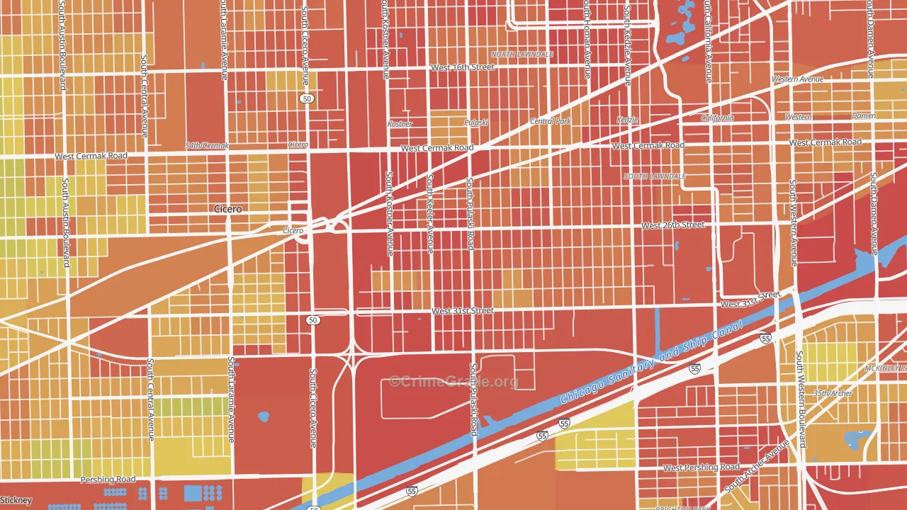 Crawford, Chicago, IL Map of Drug-Related Crime Rates
