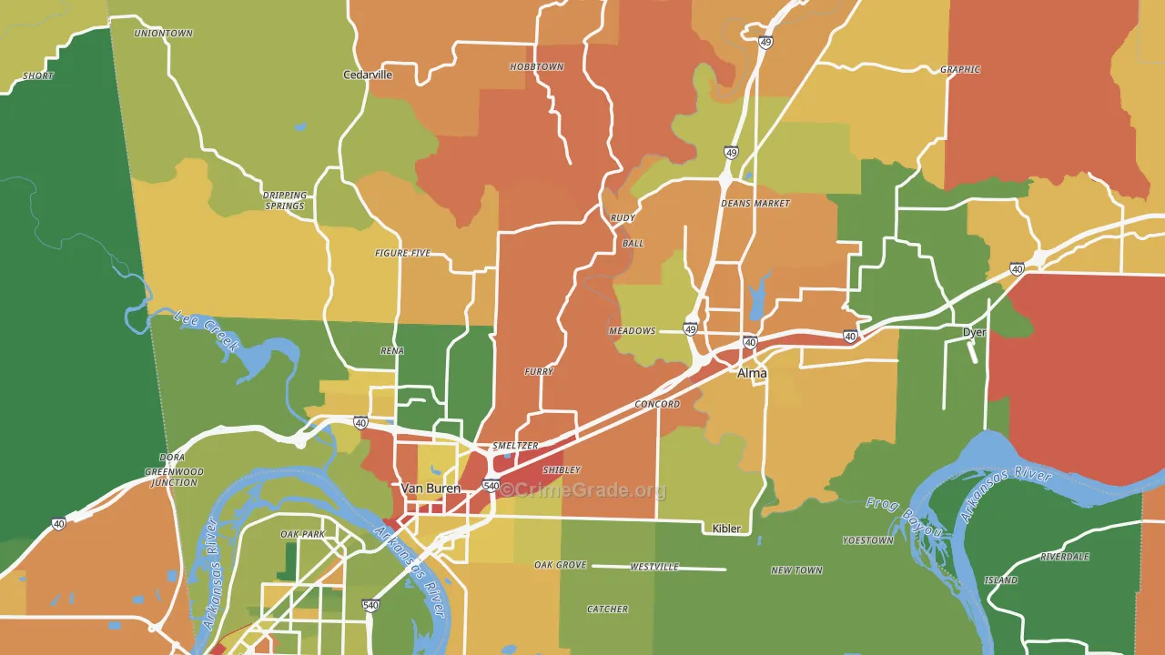 Crawford County, AR Map of Drug-Related Crime Rates