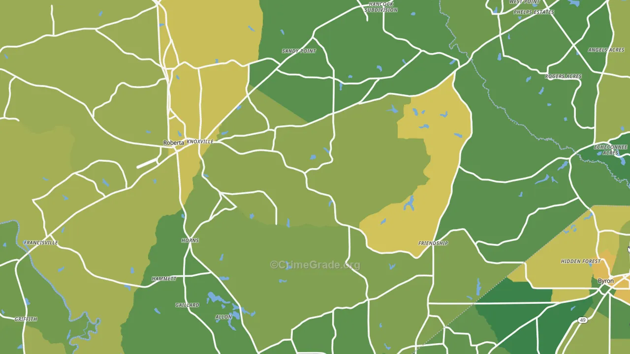 Crawford County, GA Map of Drug-Related Crime Rates
