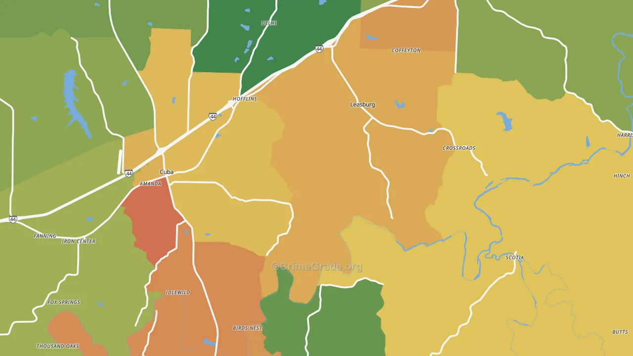 Crawford County, MO Map of Drug-Related Crime Rates