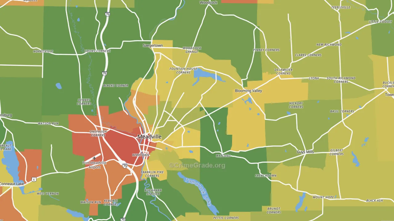 Crawford County, PA Map of Drug-Related Crime Rates