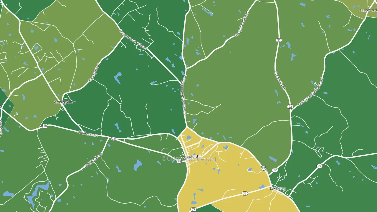 Crawford, GA Map of Drug-Related Crime Rates