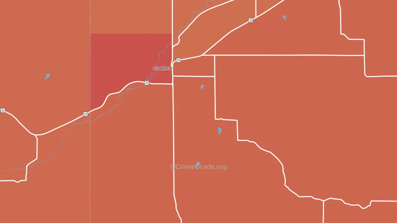 Crawford, NE Map of Drug-Related Crime Rates