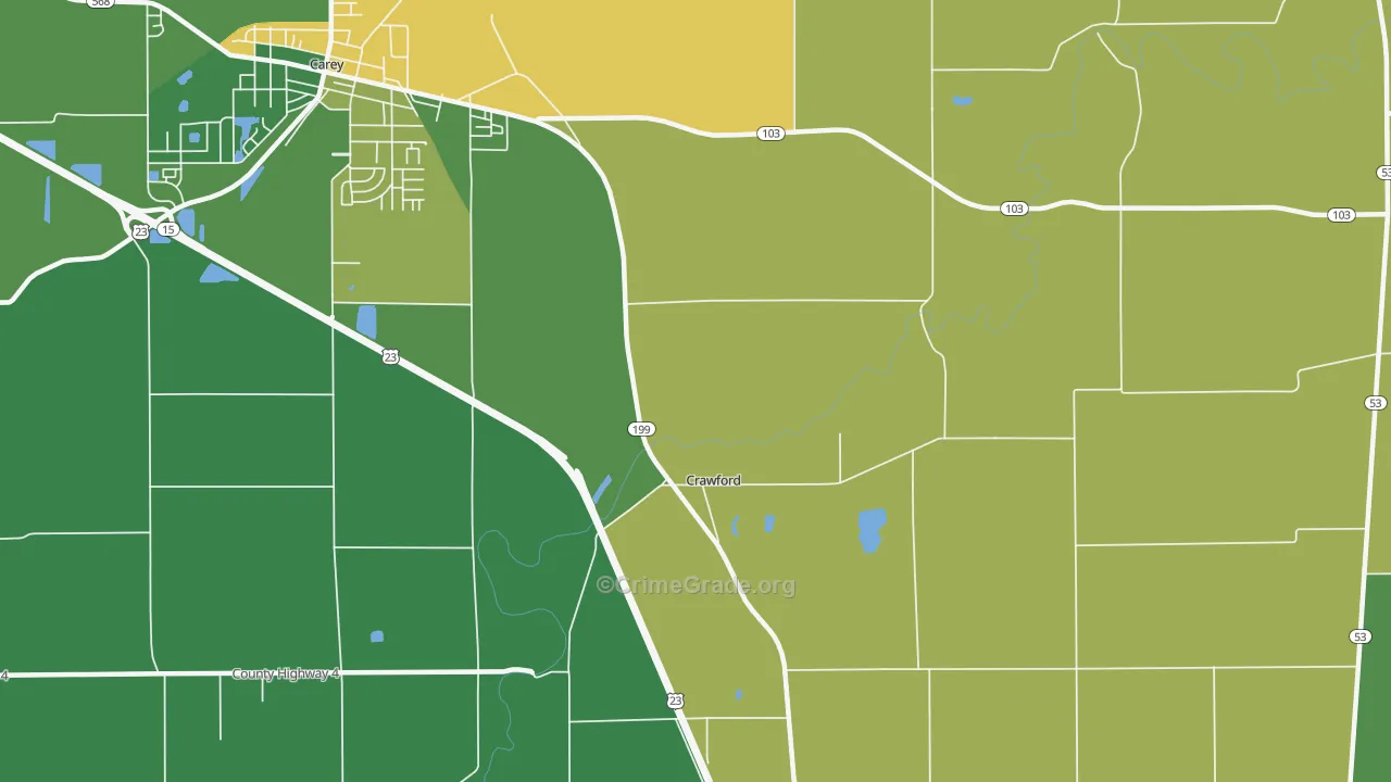 Crawford, OH Map of Drug-Related Crime Rates
