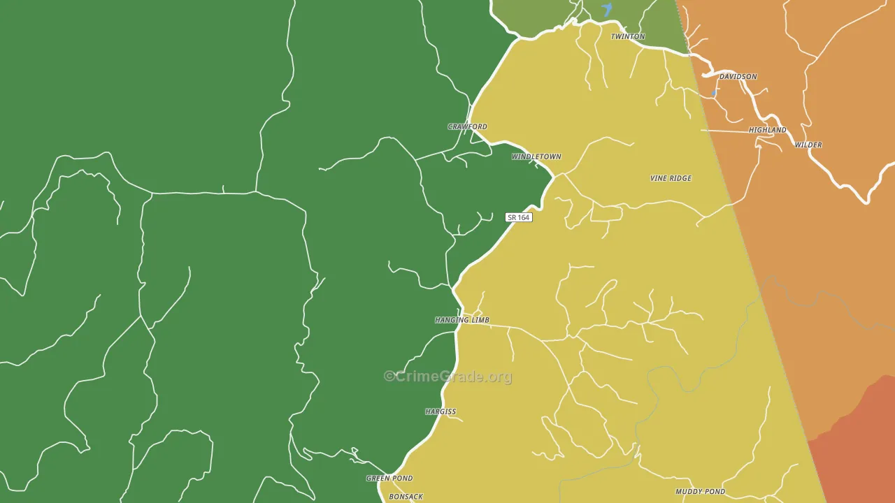 Crawford, TN Map of Drug-Related Crime Rates