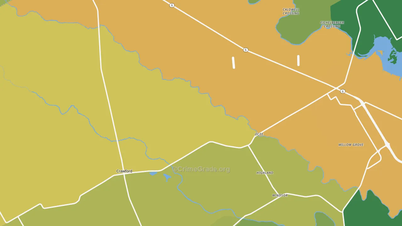 Crawford, TX Map of Drug-Related Crime Rates