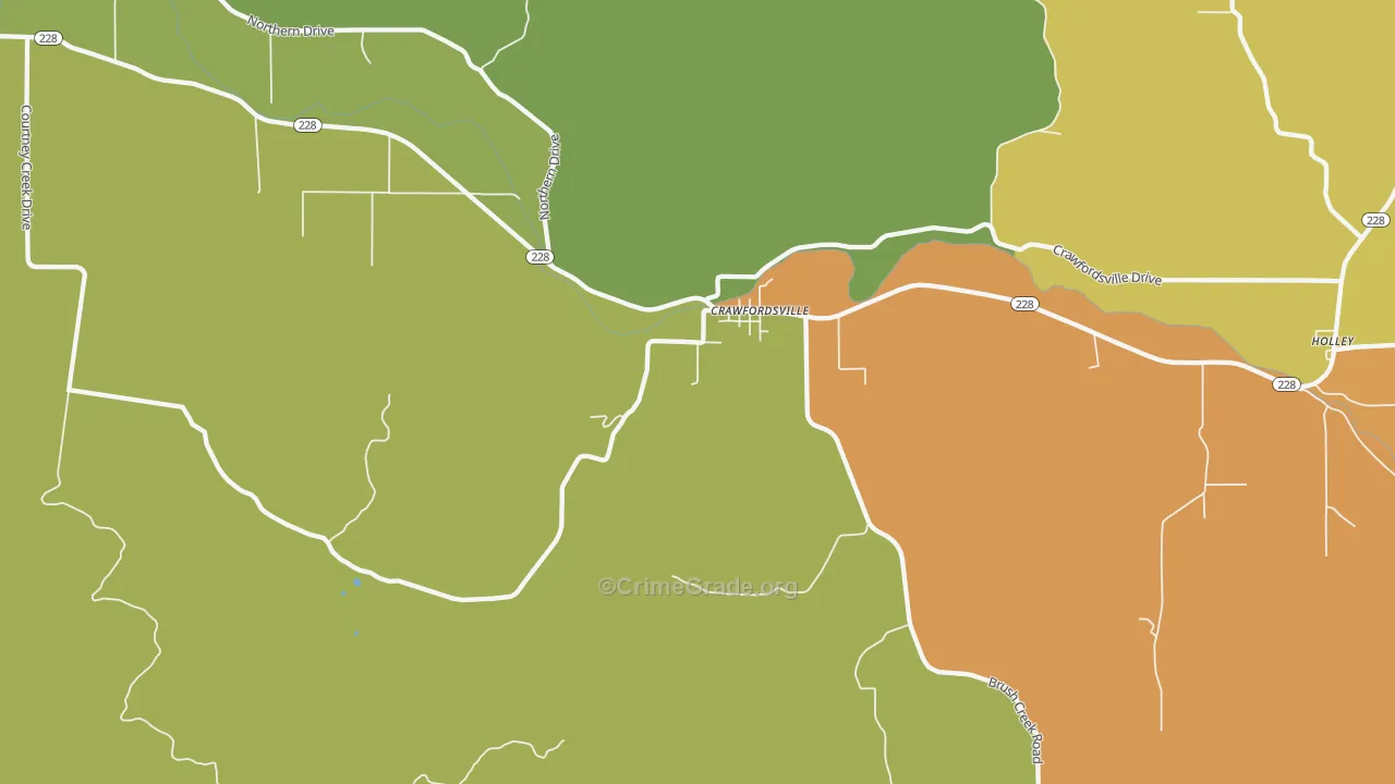 Crawfordsville, OR Map of Drug-Related Crime Rates