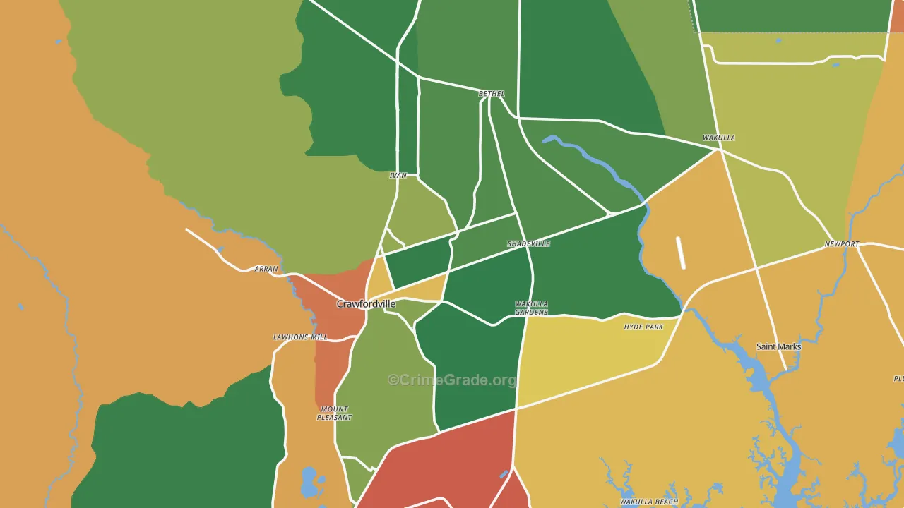 Crawfordville, FL Map of Drug-Related Crime Rates