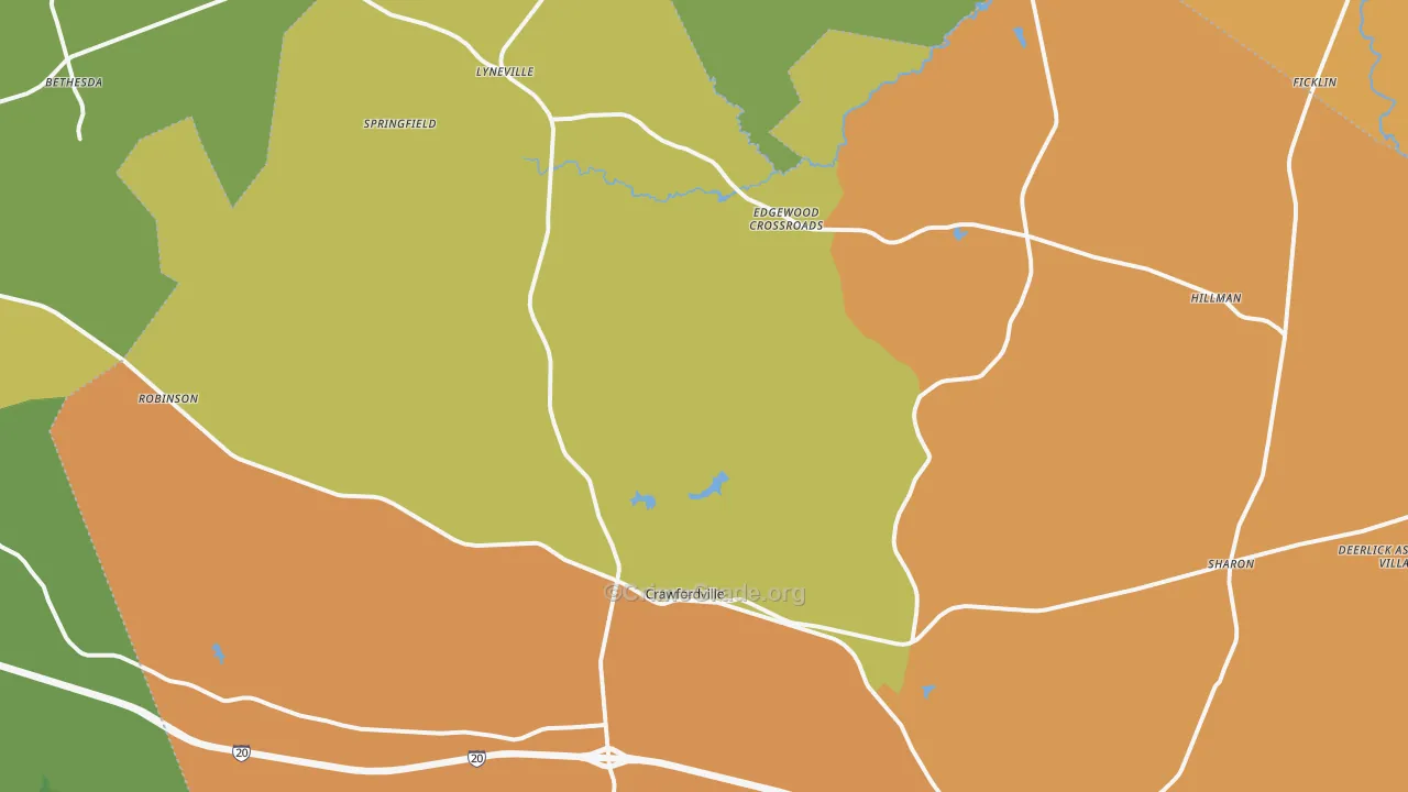 Crawfordville, GA Map of Drug-Related Crime Rates