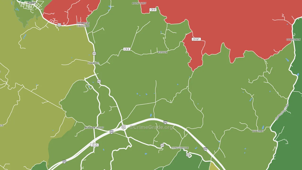 Crawley, WV Map of Drug-Related Crime Rates