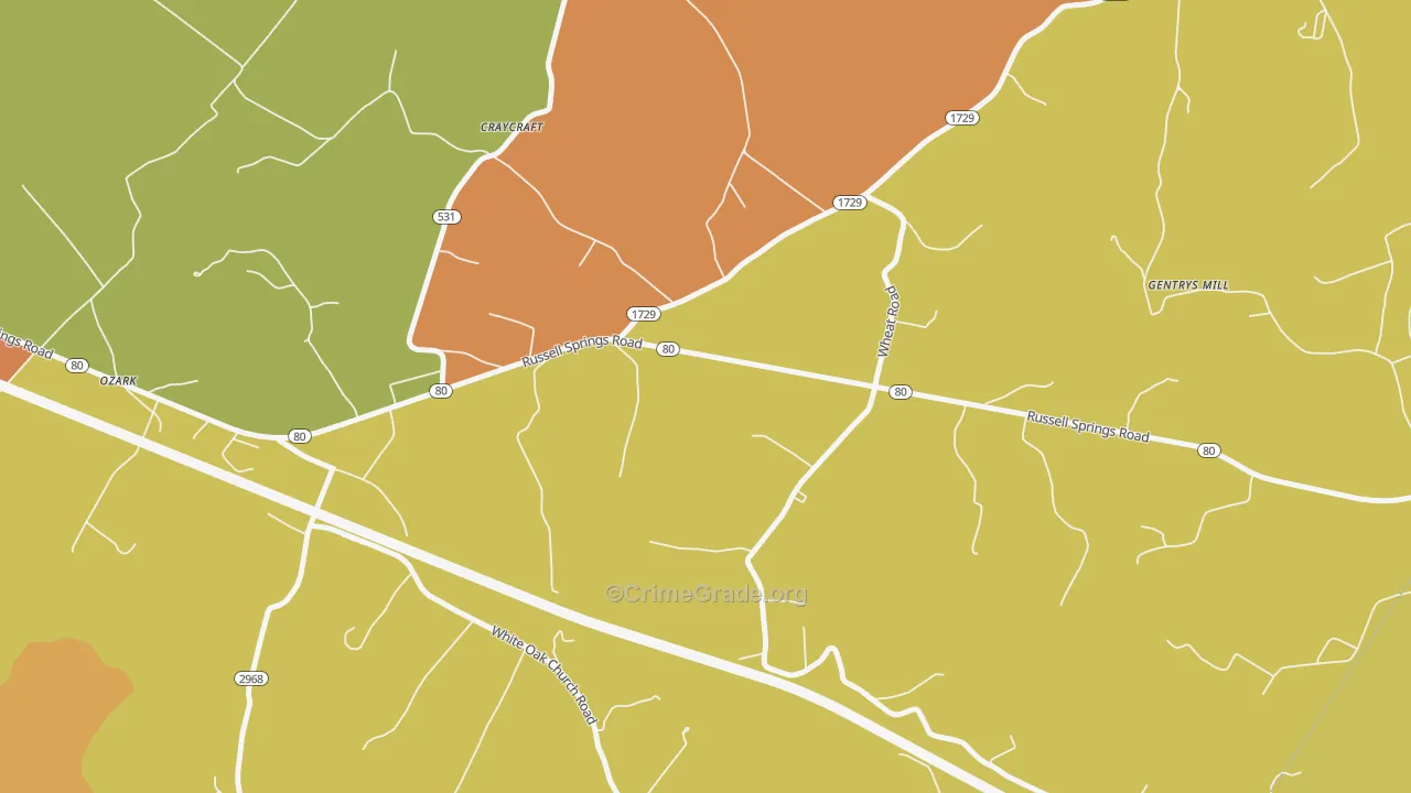 Craycraft, KY Map of Drug-Related Crime Rates