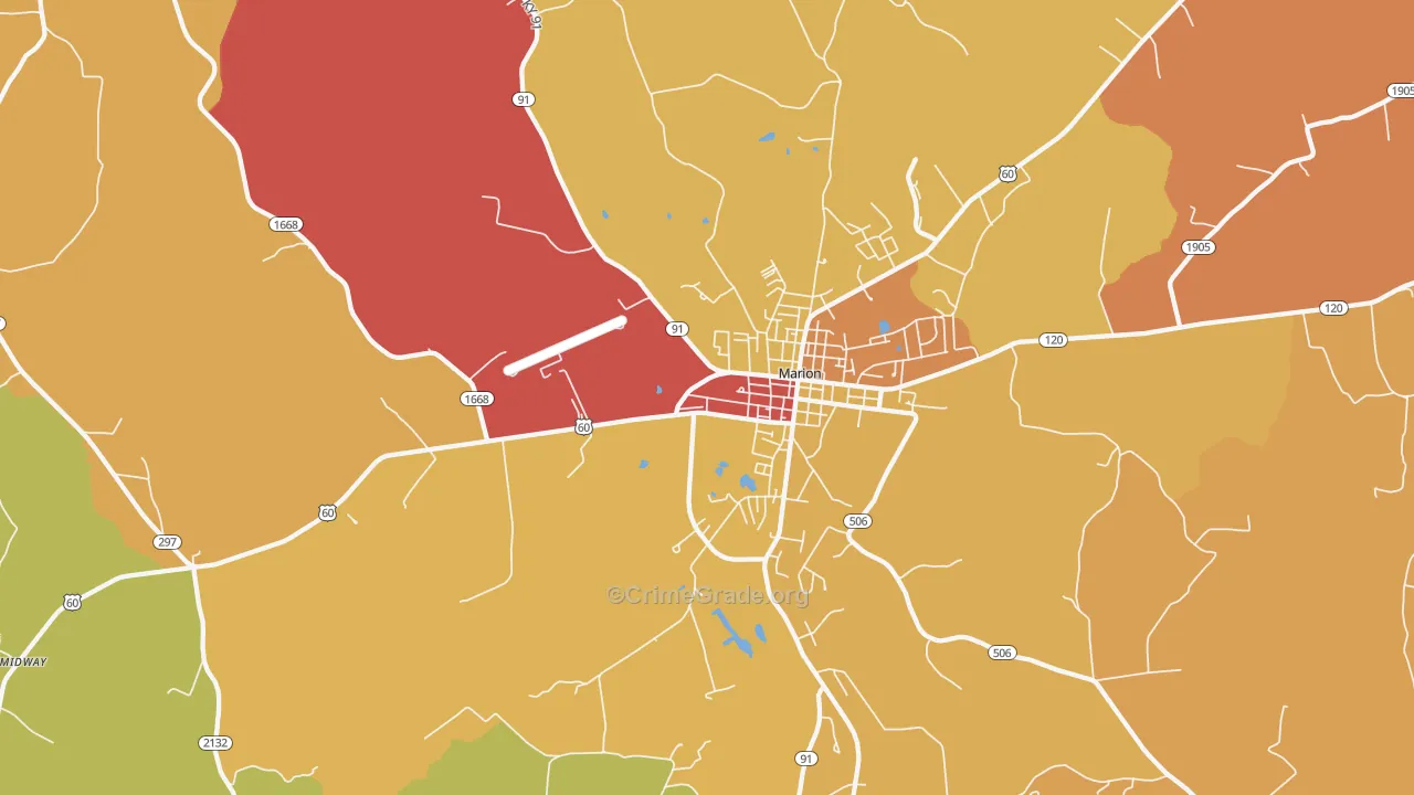 Crayne, KY Map of Drug-Related Crime Rates