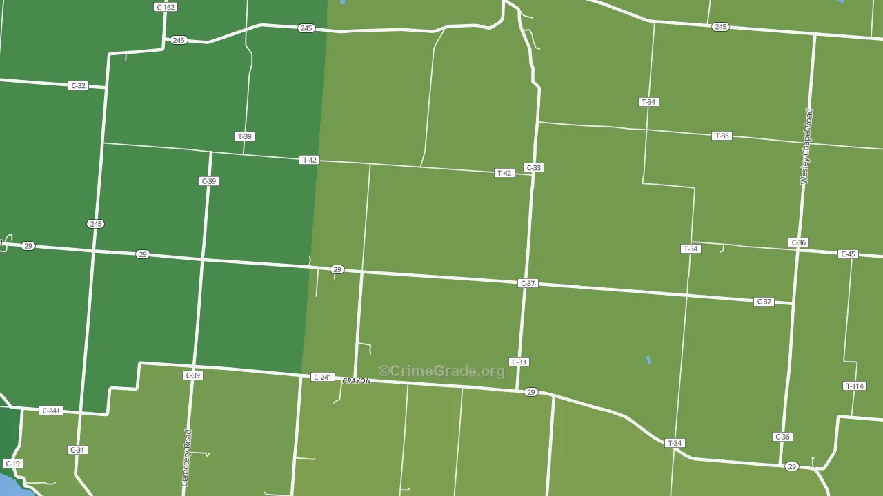 Crayon, OH Map of Drug-Related Crime Rates