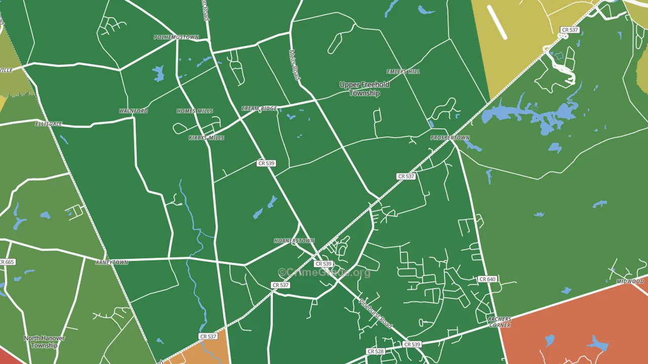 Cream Ridge, NJ Map of Drug-Related Crime Rates