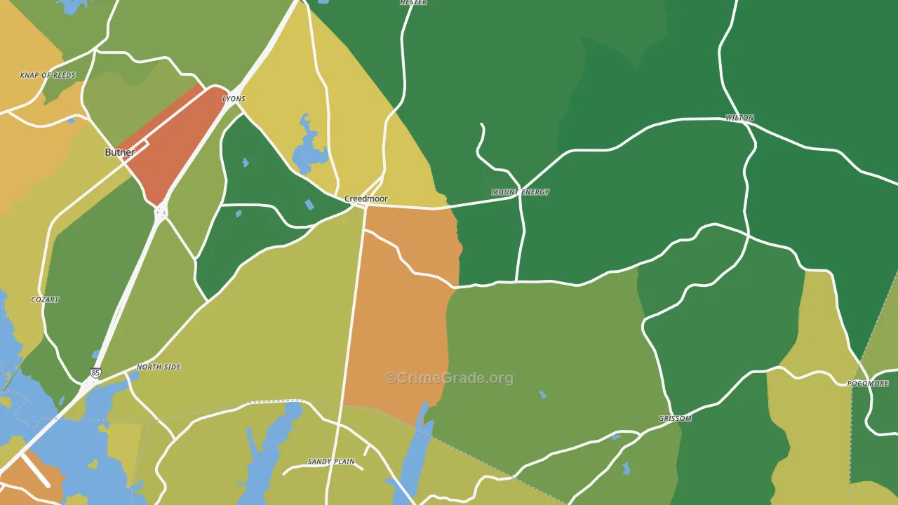 Creedmoor, NC Map of Drug-Related Crime Rates