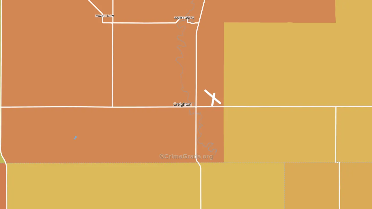 Creighton, NE Map of Drug-Related Crime Rates