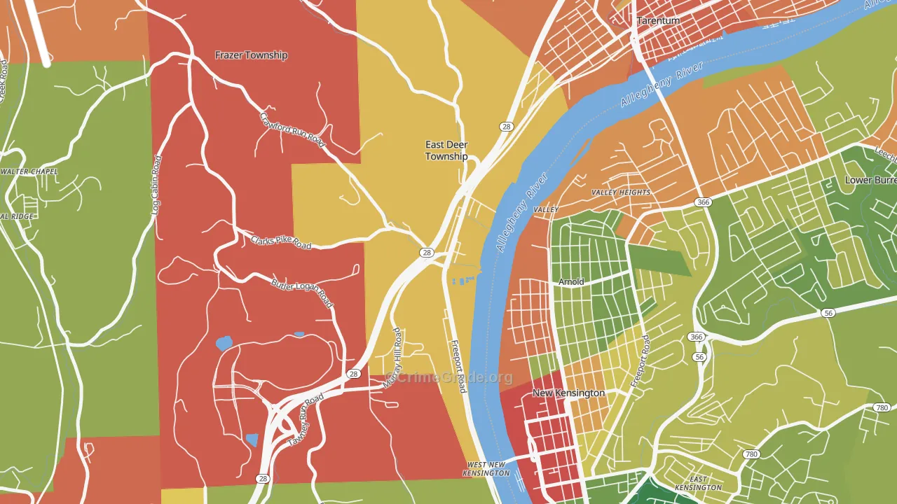 Creighton, PA Map of Drug-Related Crime Rates