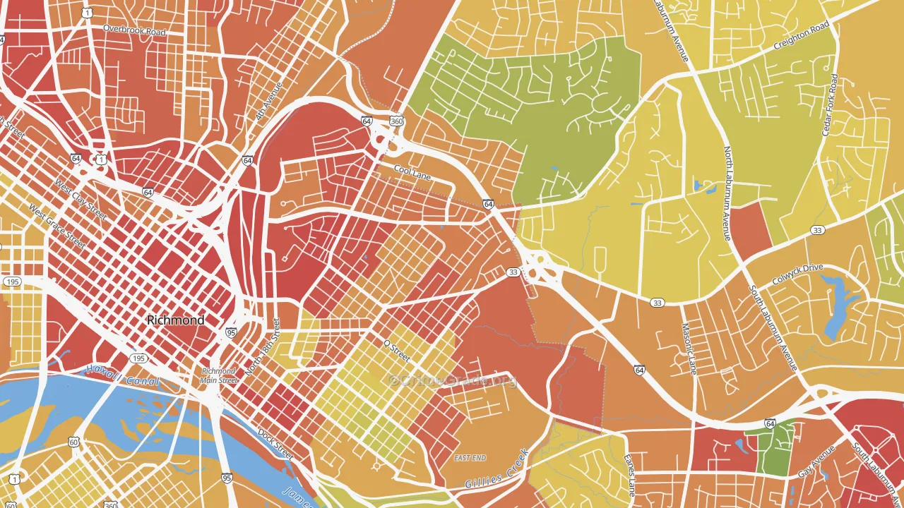 Creighton, Richmond, VA Map of Drug-Related Crime Rates