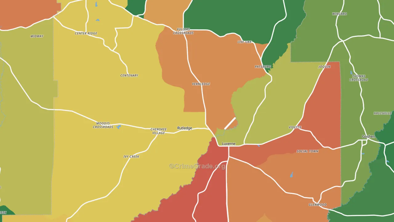 Crenshaw County, AL Map of Drug-Related Crime Rates