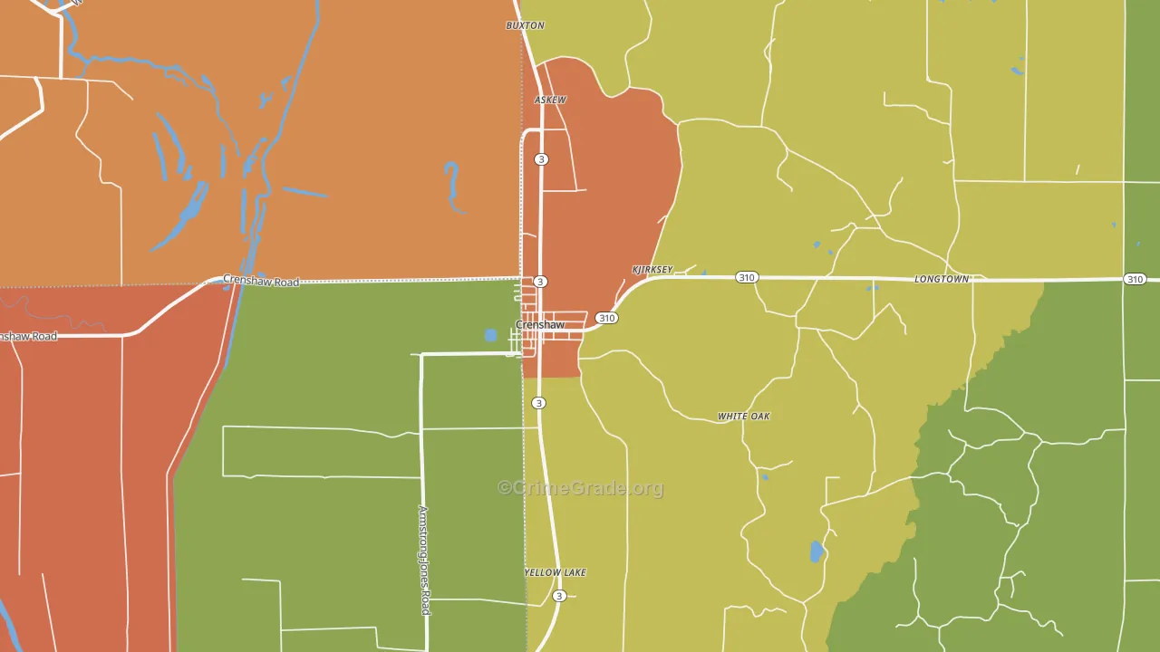 Crenshaw, MS Map of Drug-Related Crime Rates
