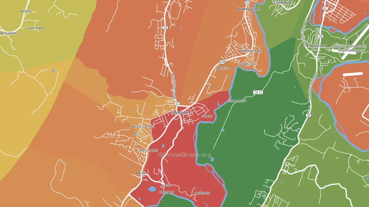Cresaptown, MD Map of Drug-Related Crime Rates